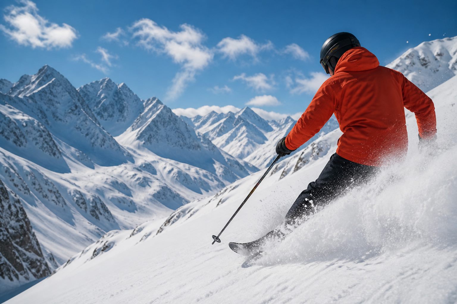 Alpine skiing with high-performance fabrics